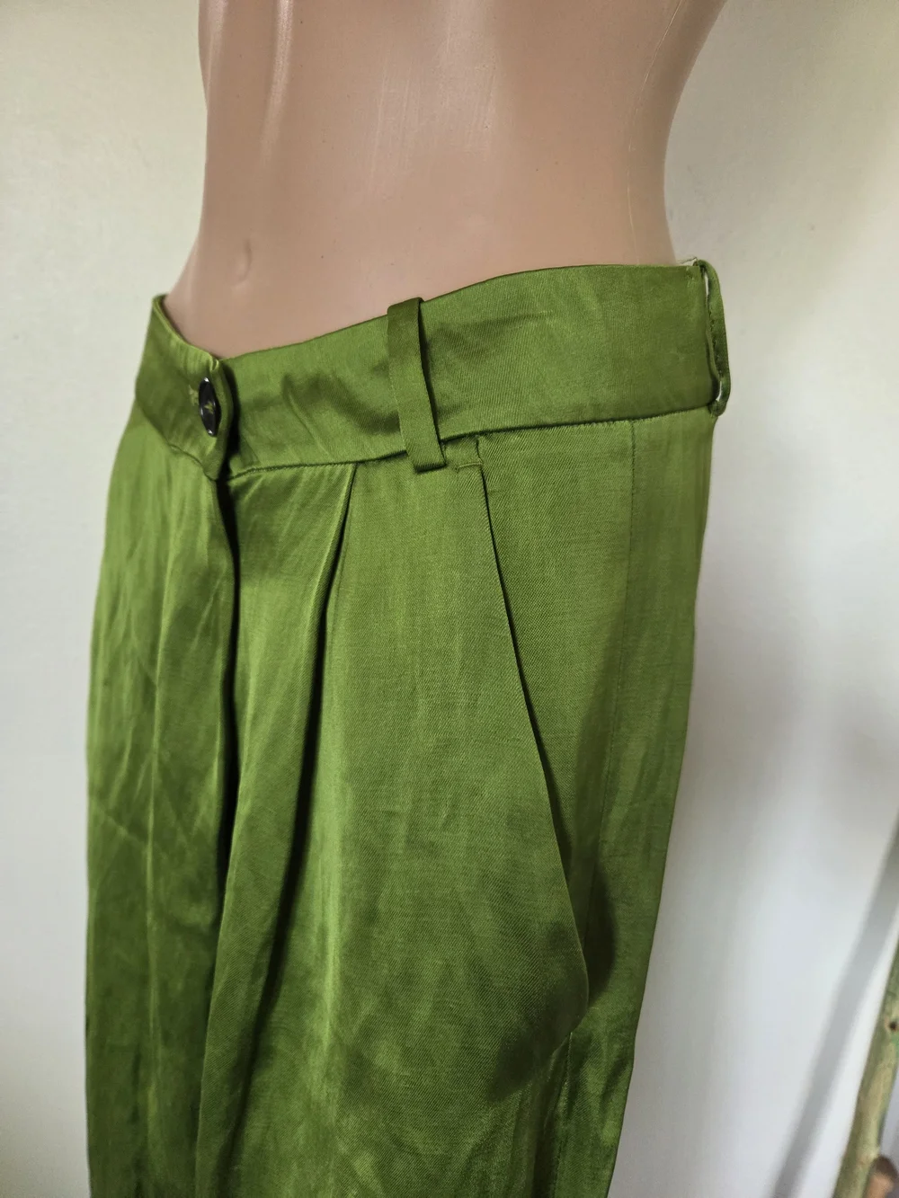 Zara Womens Lime Green Linen Wide-Leg Pants Size